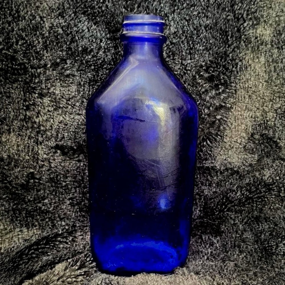 Cobalt Blue Glass Bottle Vintage Antique, Genuine Phillips
